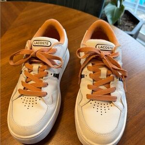 Lacoste White Sneakers with Orange Laces